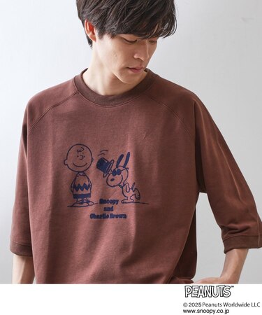 Peanuts スヌーピー 6分袖裏毛スウェット