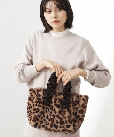 フリルハンドルフェイクファーバッグ