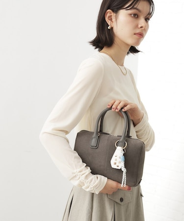 チャーム付きスエードミニボストンバッグ