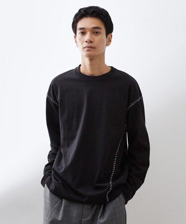 ハンドステッチ長袖Tシャツ 【洗濯機OK】