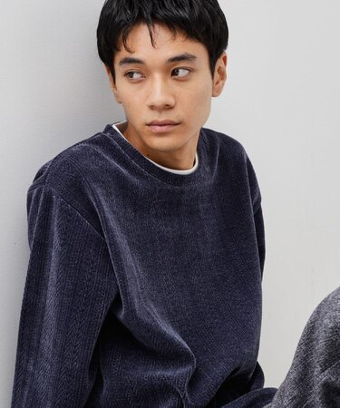 【心地良い、滑らかさ】レイヤード風ケーブル ニットソー 【洗濯機OK】