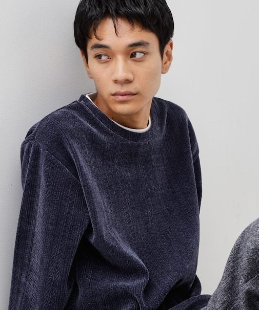 【心地良い、滑らかさ】レイヤード風ケーブル ニットソー 【洗濯機OK】