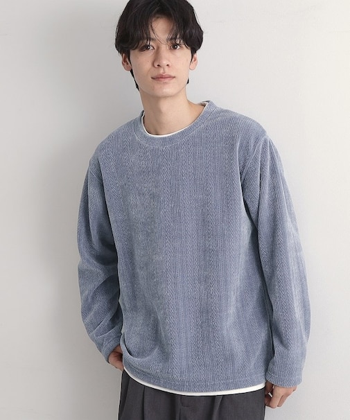 【心地良い、滑らかさ】レイヤード風ケーブル ニットソー 【洗濯機OK】