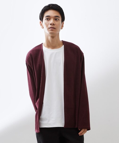 【セットでお買い得！】ニットカーディガン＋長袖Tシャツ　洗濯機OK/吸水速乾・毛玉になりにくい（Tシャツのみ）