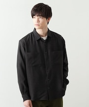 【大人のきれいめカジュアルに】ウールライク長袖シャツ 洗濯機OK
