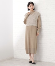 優秀ふわふわベスト&ニットワンピース【毛玉になりにくい/静電気防止/洗える】