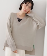 【体型カバー】ゆったり サイドスリットニット