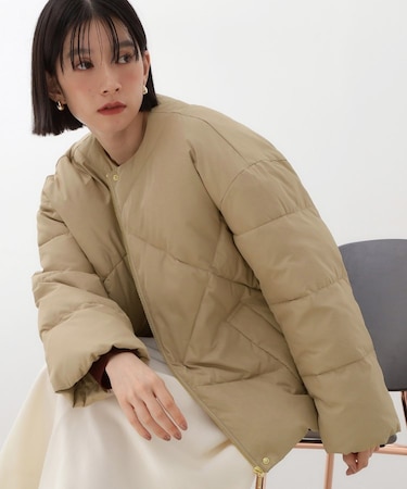 きれいめにもカジュアルにも ノーカラーキルトジャケット