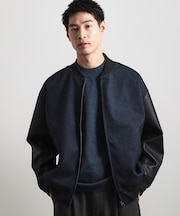 【1ランク上の大人カジュアルに】異素材コンビ リブブルゾン