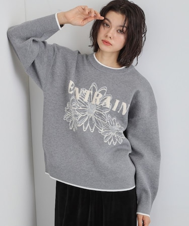 花柄ラメジャカードニット