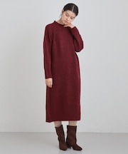 ウール混杢調ハイネックワンピース