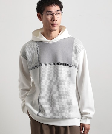 フロントチェック柄ニットパーカー