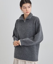 【洗える】ほど良くラフで女性らしい ハーフZIPニット
