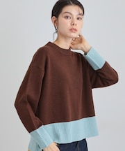 インしないで着られる カラーブロックニット