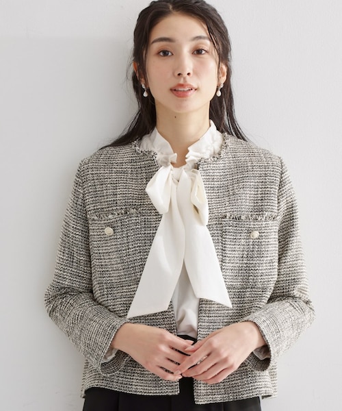 ツイードノーカラージャケット｜ザショップティーケーの通販｜&mall