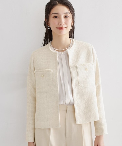 通勤・セレモニー】ツイードノーカラージャケット｜ザショップ