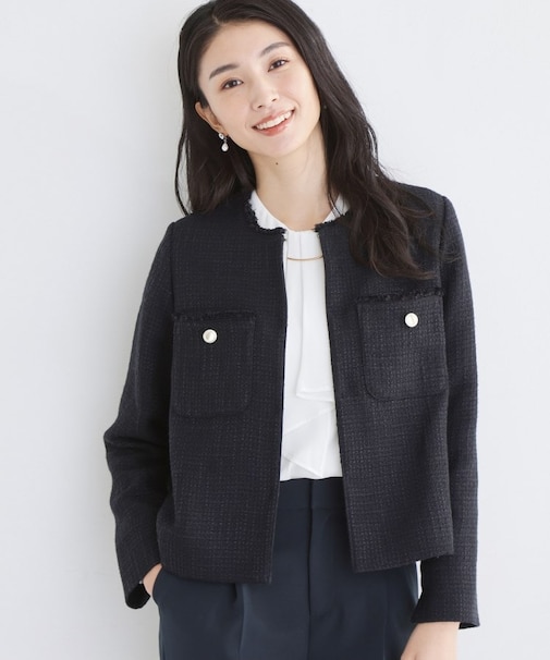 ツイードノーカラージャケット