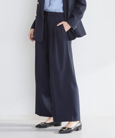 【通勤・セレモニー】CAVIAN 2タックワイドパンツ/セットアップ可