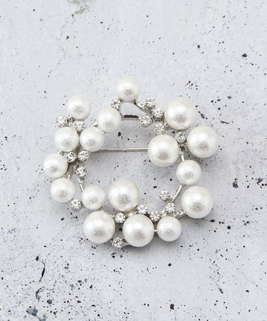 コットンパールブローチ