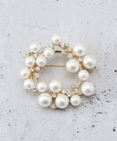 コットンパールブローチ