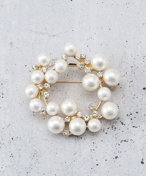 コットンパールブローチ