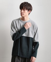 バイカラー モール風長袖Tシャツ