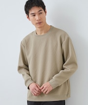 【大人の上品カジュアルに】ふくれキルトスウェット　軽量/洗濯機OK