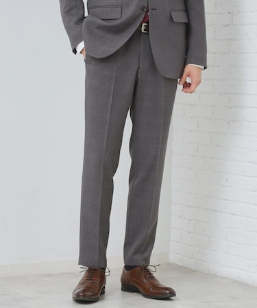 【セットアップ可/防シワ/洗濯機OK】AVANT WOOLYグレンチェックスラックス