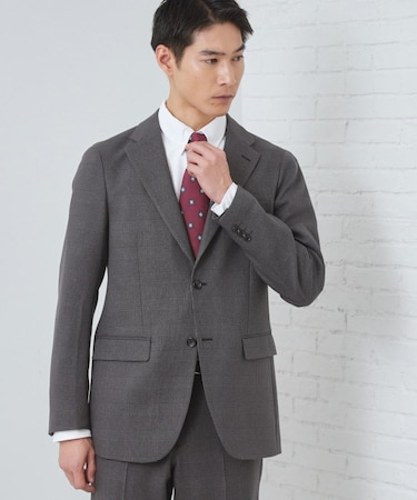 【セットアップ可/防シワ/洗濯機OK】AVANT WOOLYグレンチェックジャケット