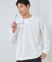 【1枚で手抜きに見えない】キーネック フェイクレイヤード長袖Tシャツ