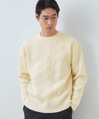 【頑張りすぎないオシャレ】ミックスヤーンニット　洗濯機OK／軽量