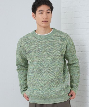 【頑張りすぎないオシャレ】ミックスヤーンニット　洗濯機OK／軽量