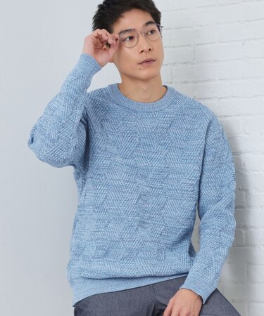 【頑張りすぎないオシャレ】ミックスヤーンニット　洗濯機OK／軽量