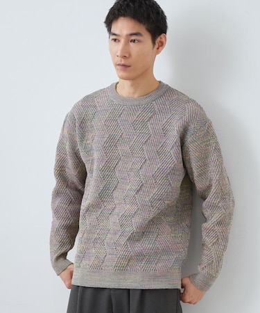 【頑張りすぎないオシャレ】ミックスヤーンニット　洗濯機OK／軽量