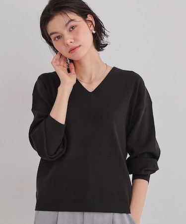 【上品見えが叶う】Vネックニット/蓄熱/毛玉になりにくい/洗濯機OK