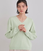 【上品見えが叶う】Vネックニット/蓄熱/毛玉になりにくい/洗濯機OK