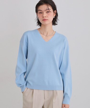 【上品見えが叶う】Vネックニット/蓄熱/毛玉になりにくい/洗濯機OK