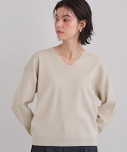 【上品見えが叶う】Vネックニット/蓄熱/洗濯機OK