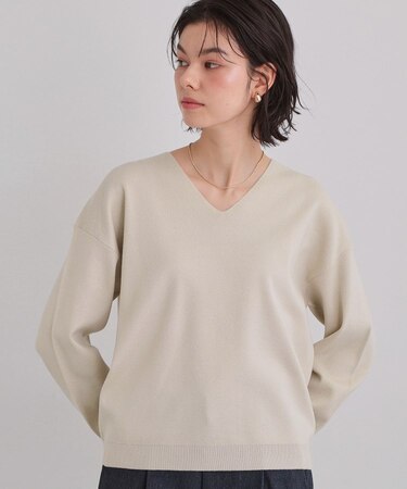 【上品見えが叶う】Vネックニット/蓄熱/洗濯機OK