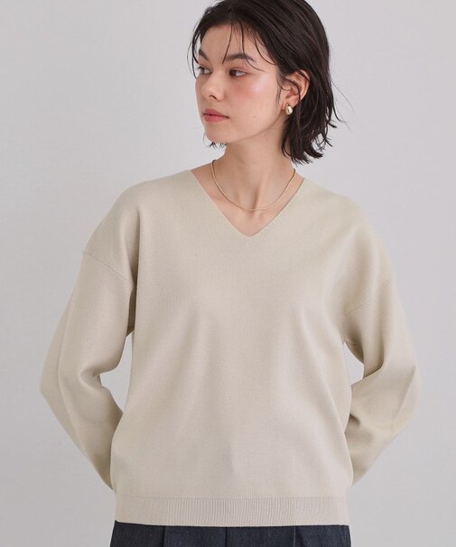 【上品見えが叶う】Vネックニット/蓄熱/洗濯機OK