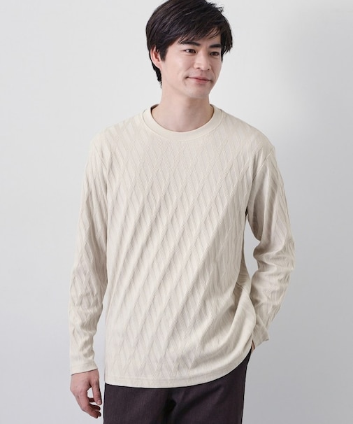 【立体感のある表情が上品】リンクスアーガイル長袖Tシャツ