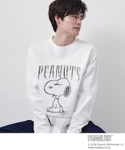 PEANUTS ／ ピーナッツ スヌーピー ヴィンテージ風プリント長袖Tシャツ