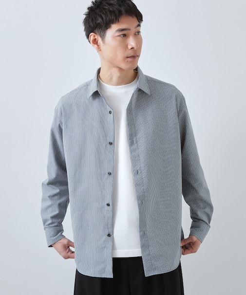 【爽やかで好印象】サッカーストライプシャツ 洗濯機OK