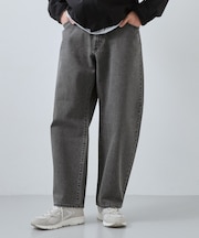 【半歩先のオシャレ】デニムカーブパンツ　セットアップ可/洗濯機OK