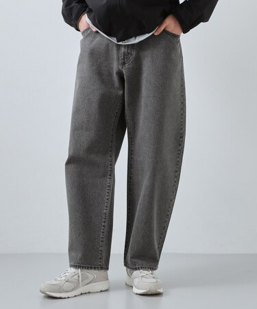 【半歩先のオシャレ】デニムカーブパンツ　セットアップ可/洗濯機OK