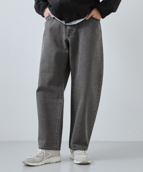 【半歩先のオシャレ】デニムカーブパンツ　セットアップ可/洗濯機OK