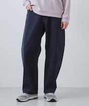 【半歩先のオシャレ】デニムカーブパンツ　セットアップ可/洗濯機OK