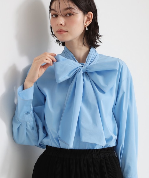 【通勤・セレモニー】タックボウタイブラウス