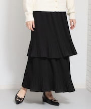 【セレモニーにもカジュアルにも】2段ティアードプリーツスカート