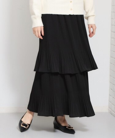 【セレモニーにもカジュアルにも】2段ティアードプリーツスカート